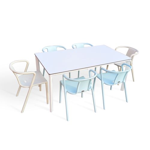Ensemble Repas Meet 6 Places En Aluminium Laqué Et Peinture Epoxy Blanc - Meet