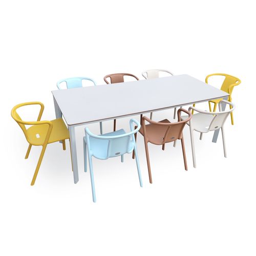 Ensemble Repas Meet 8 Places Aluminium Et Peinture Epoxy Blanche - Meet