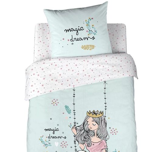 Parure De Couette 2 Pièces Reversible 140x200 Cm 100% Coton Bio 57 Fils Magic