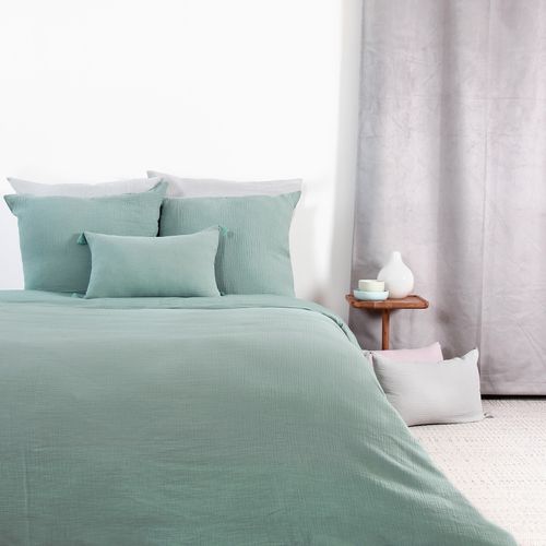 Parure De Lit En Double Gaze De Coton - 260x240 Cm - Vert Tilleul