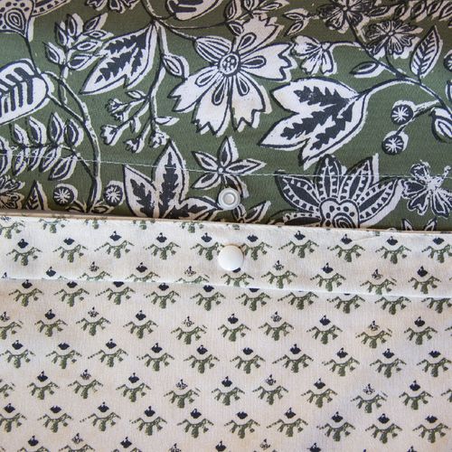 Parure De Lit 3 Pièces Réversible Motif Floral - 260x240 Cm - Kaki