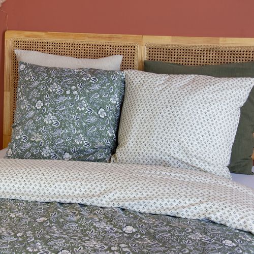 Parure De Lit 3 Pièces Réversible Motif Floral - 260x240 Cm - Kaki