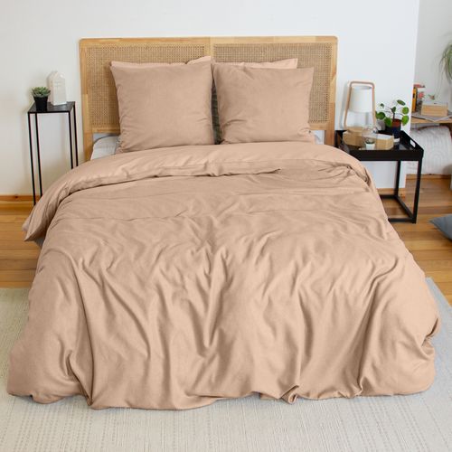 Parure De Lit Flanelle Douce Et Confort - 240x220 Cm - Beige