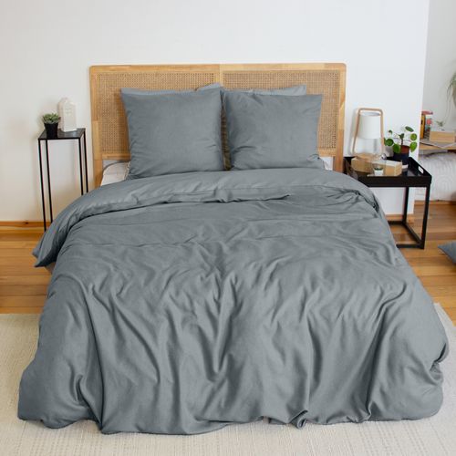 Parure De Lit Flanelle Douce Et Confort - 260x240 Cm - Gris Foncé