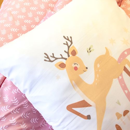 Parure De Lit Enfant Biche Forêt - 140x200 Cm - Blanc