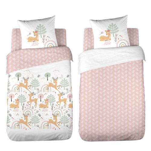 Parure De Lit Enfant Biche Forêt - 140x200 Cm - Blanc