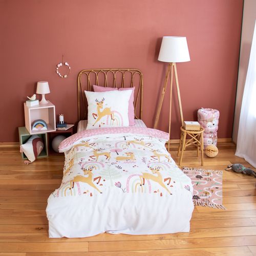 Parure De Lit Enfant Biche Forêt - 140x200 Cm - Blanc