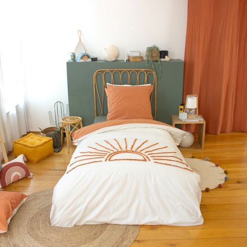 Parure De Lit Enfant Coton Tufté Motif Soleil - 140x200 Cm - Terracotta