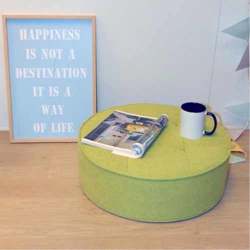 Pouf De Sol En Toile Effet Feutrine 4 Points Vert