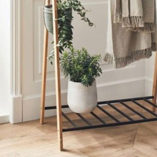 Portant à Vêtements En Bambou Naturel Et Métal 93 X 50 X 173 Cm