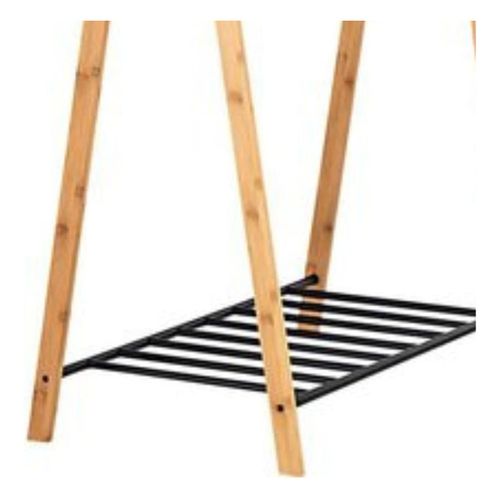 Portant à Vêtements En Bambou Naturel Et Métal 93 X 50 X 173 Cm