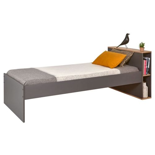 Lit Gigogne Avec Rangements 90x200 Anthracite et Bois Milor