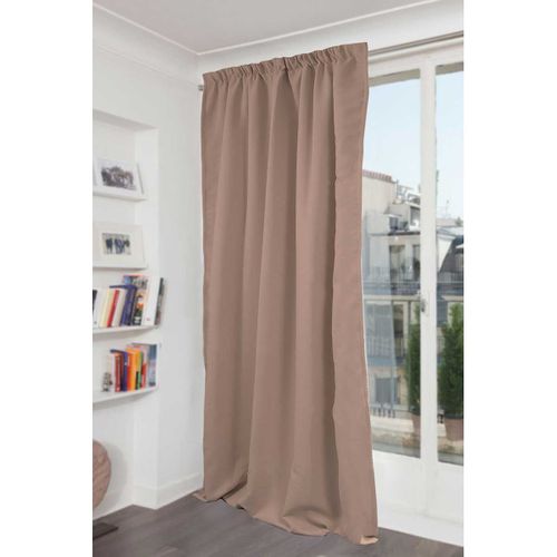 Rideau Phonique Occultant Et Thermique Galon Fronceur - 140x260 Cm - Beige Foncé