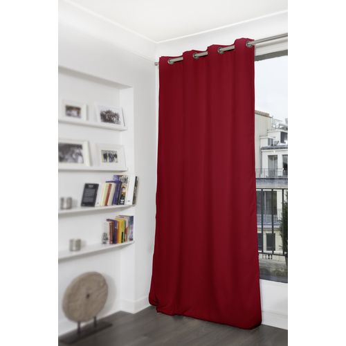 Rideau Grande Hauteur Phonique Thermique Et Occultant - 140x300 Cm - Rouge Foncé