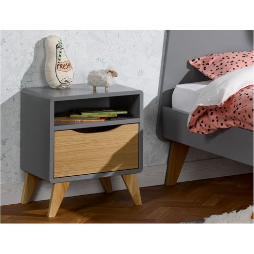 Table De Chevet Chêne et Gris Flanelle Origine