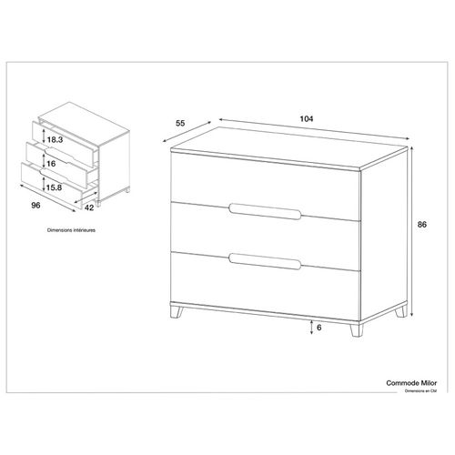 Commode Blanc et Bois Milor