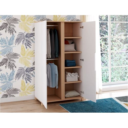 Armoire Blanc et Bois Milor