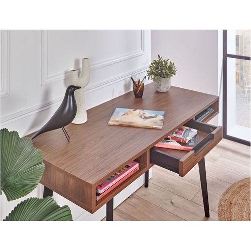 Bureau En Bois 1 Tiroir Noyer Vintage Octave