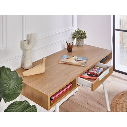 Bureau En Bois 1 Tiroir Chêne Vintage Octave