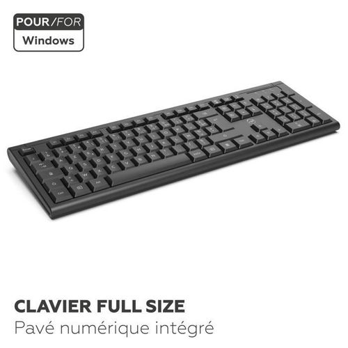 Ensemble Clavier Souris - Alpha - Ergonomique - Sans Fil - Pavé Numérique Intégré