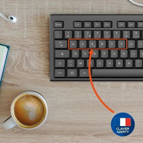 Ensemble Clavier Souris - Alpha - Ergonomique - Sans Fil - Pavé Numérique Intégré