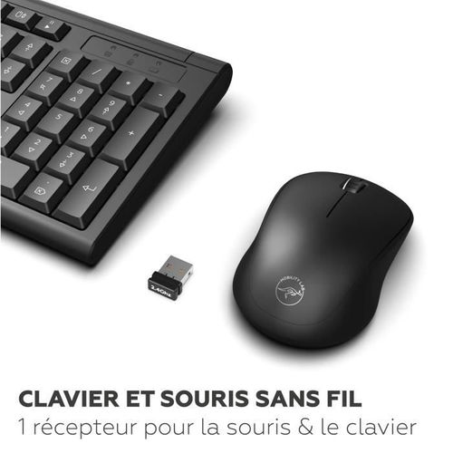 Ensemble Clavier Souris - Alpha - Ergonomique - Sans Fil - Pavé Numérique Intégré