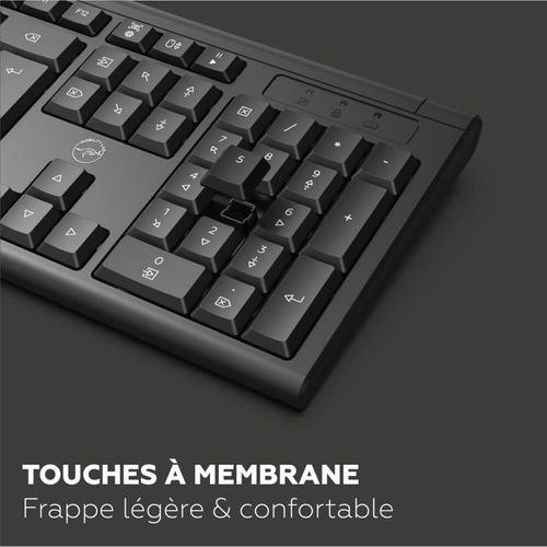 Ensemble Clavier Souris - Alpha - Ergonomique - Sans Fil - Pavé Numérique Intégré