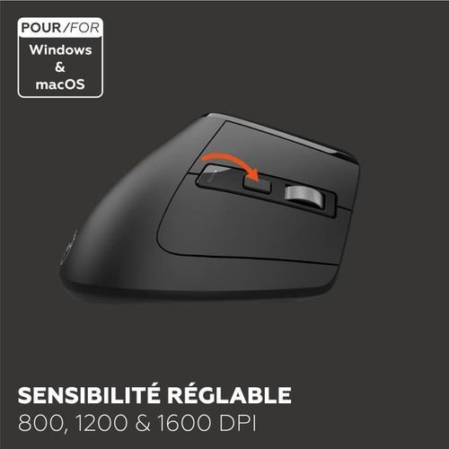 Souris Ergonomique - Sans Fil - Ml314259 - Noir