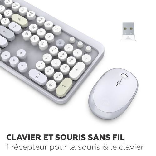Clavier Et Souris Sans Fil - Modele Ergonomique - 2.4ghz - Capteur Optique - Noir