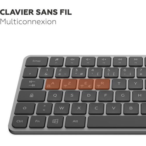 Mini Clavier Sans Fil - Touches Plates - Kp430w - Azerty - Fr - Noir