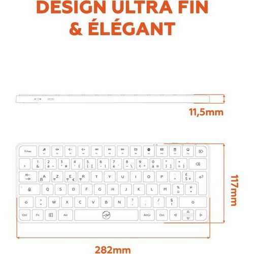 Mini Clavier Sans Fil - Touches Plates - Kp430w - Azerty - Fr - Noir