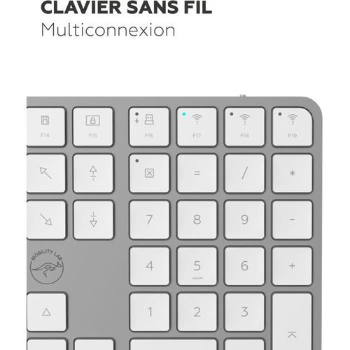 Clavier Sans Fil - Touches Plates - Kmp2000w - Azerty - Fr - Multi-connexions - Blanc