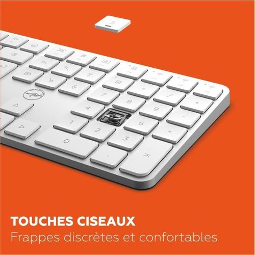 Clavier Sans Fil - Touches Plates - Kmp2000w - Azerty - Fr - Multi-connexions - Blanc