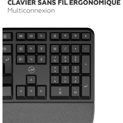 Clavier Sans Fil - Ergonomique - K30w - Azerty - Multi-connexions - Noir