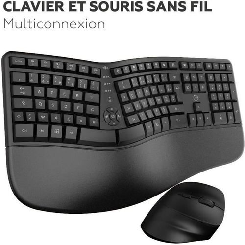Ensemble Clavier Souris Sans Fil - Ergonomique - C30w - Noir