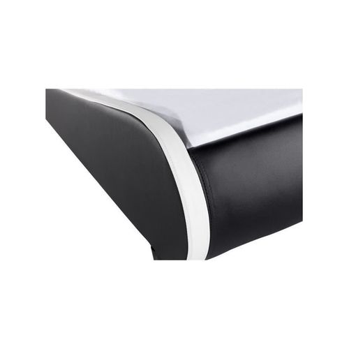 Cadre De Lit Tim Avec Éclairage LED, Tête De Lit Et Sommier à Lattes - Simili Blanc Et Noir, 160 Cm