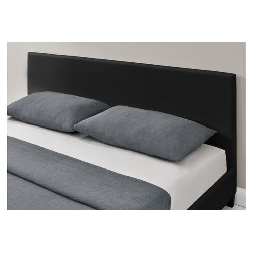 Cadre De Lit Yoko Avec Éclairage LED, Tête De Lit Et Sommier à Lattes En Simili Noir - 140 Cm