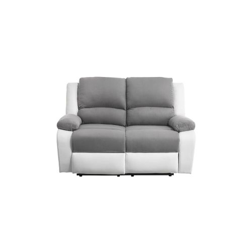 Canapé De Relaxation Électrique 2 Places Microfibre / Simili Detente - Blanc / Gris