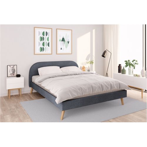 Cadre De Lit Moby Avec Sommier à Lattes En Tissu - Gris Foncé, Largeur - 160 Cm