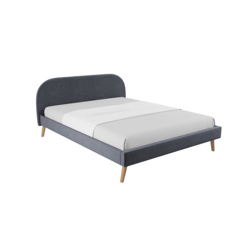 Cadre De Lit Moby Avec Sommier à Lattes En Tissu - Gris Foncé, Largeur - 160 Cm