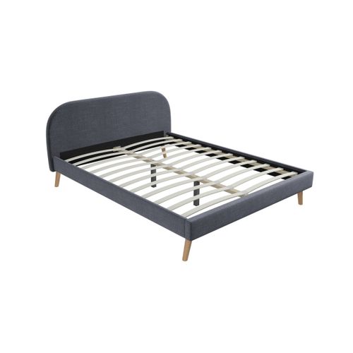 Cadre De Lit Moby Avec Sommier à Lattes En Tissu - Gris Foncé, Largeur - 160 Cm