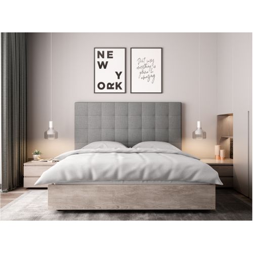 Tête De Lit Capitonnée En Tissu Megan - Gris, Largeur - 140 Cm