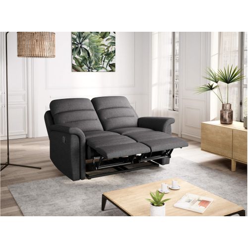 Canapé De Relaxation 2 Places En Tissu Gris Léon -  Gris Foncé