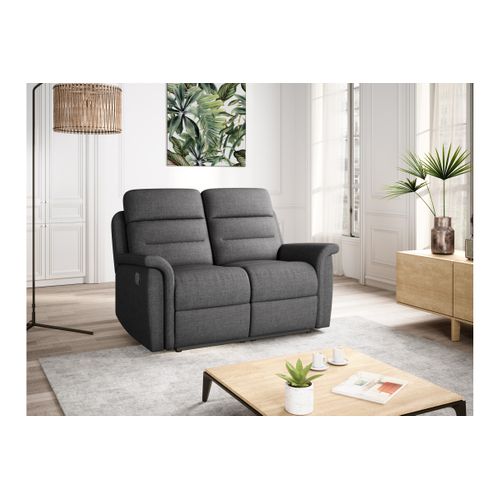 Canapé De Relaxation 2 Places En Tissu Gris Léon -  Gris Foncé