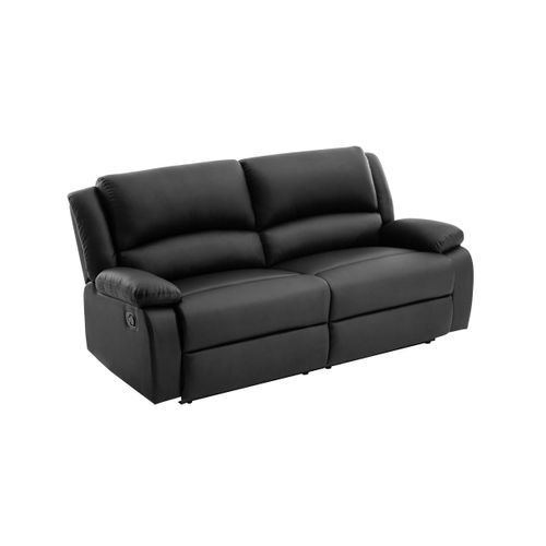 Relaxxo - Canapé Relax Manuel 3 Places Avec 2 Assises XXL Leo En simili - Noir