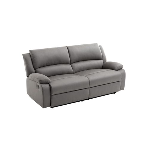 Relaxxo - Canapé Relax Manuel 3 Places Avec 2 Assises XXL Leo En Microfibre - Gris