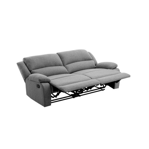 Relaxxo - Canapé Relax Manuel 3 Places Avec 2 Assises XXL Leo En Tissu - Gris Clair