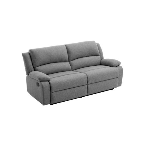 Relaxxo - Canapé Relax Manuel 3 Places Avec 2 Assises XXL Leo En Tissu - Gris Clair