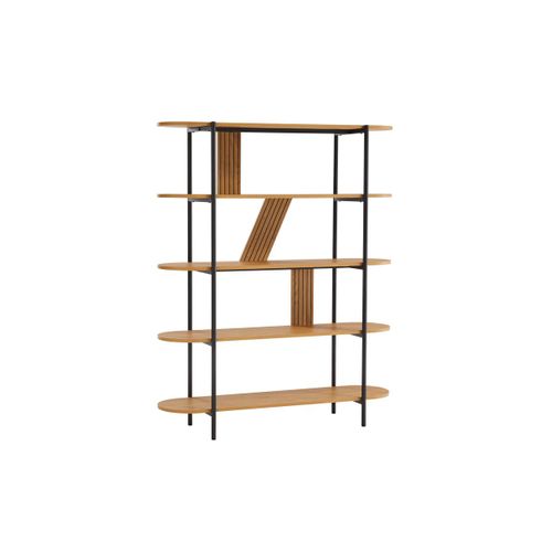 Etagère Brodie Avec Finition Chêne Et Pieds Métal Noirs - 120x35cm - Bois