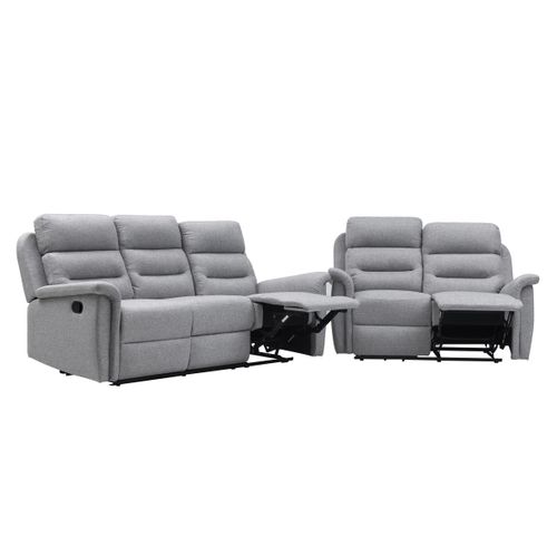Relaxxo - Ensemble Canapés Relax Manuels Léon 3 + 2 Places En Tissu Gris Clair